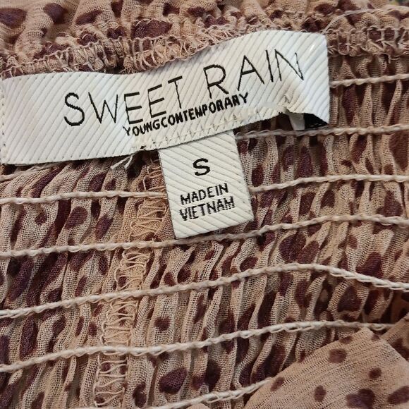 Sweet Rain Ruched Bodice Midi Dress. Cottagecore,Animal Print,Ethereal,Fairycore - Picture 10 of 13